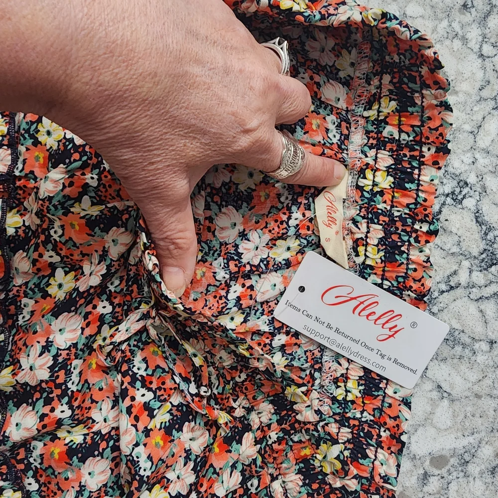 Alelly Floral Elastic-Waist Mini Skirt